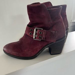 Miz Mooz burgundy booties. Suede leather. 2 inch heel. Great condition.